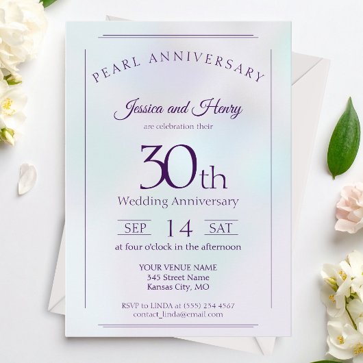 真珠の輝き 30周年記念結婚式 招待状