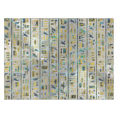 真珠の金ゴールドおよびアワビのエジプトのヒエログリフ テーブルクロス (正面(横))