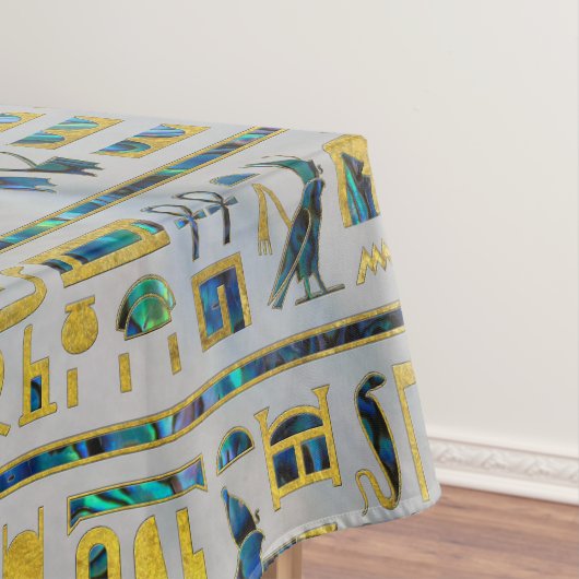 真珠の金ゴールドおよびアワビのエジプトのヒエログリフ テーブルクロス (インサイチュ)