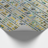 真珠の金ゴールドおよびアワビのエジプトのヒエログリフ ラッピングペーパー (角)