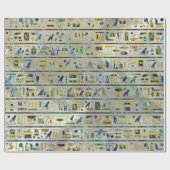 真珠の金ゴールドおよびアワビのエジプトのヒエログリフ ラッピングペーパー (フラット)