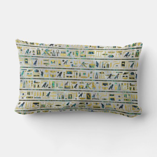 真珠の金ゴールドおよびアワビのエジプトのヒエログリフ ランバークッション (裏面)