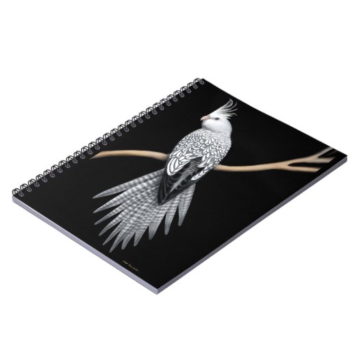 真珠の雑色のCockatielのオウムのノート ノートブック (左側)