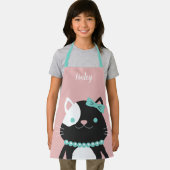 真珠の首飾りピンクの名前を持つシック猫 エプロン (インサイチュ)