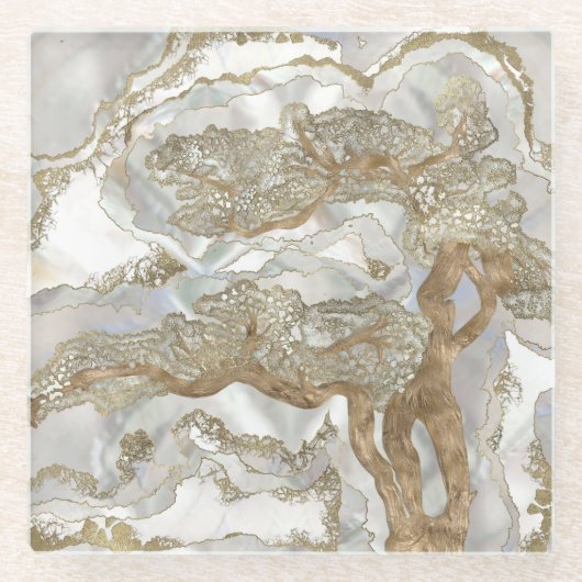 真珠の黄金の木の母 ガラスコースター (正面)