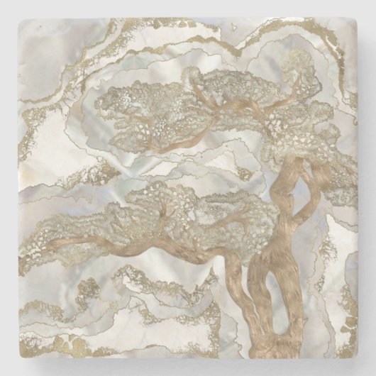 真珠の黄金の木の母 ストーンコースター (正面)