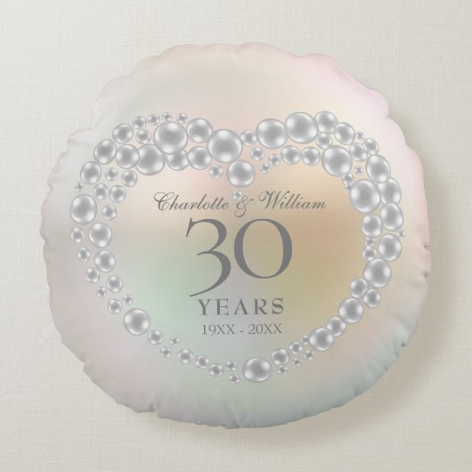 真珠の30周年記念 ラウンドクッション (正面)