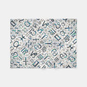 真珠の(占星術の)十二宮図のグリフのアワビの貝そして金ゴールド フリースブランケット (正面(横))