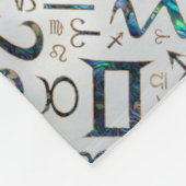 真珠の(占星術の)十二宮図のグリフのアワビの貝そして金ゴールド フリースブランケット (角)