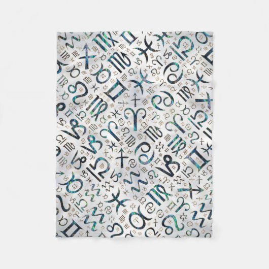 真珠の(占星術の)十二宮図のグリフのアワビの貝そして金ゴールド フリースブランケット (正面)