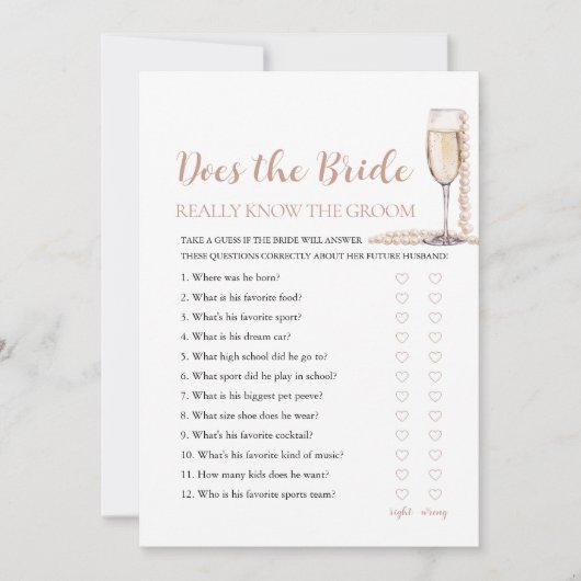 真珠は花嫁が本当に新郎のゲームを知っている 招待状 (正面)