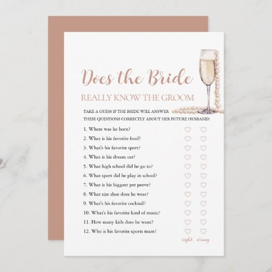 真珠は花嫁が本当に新郎のゲームを知っている 招待状 (正面/裏面)