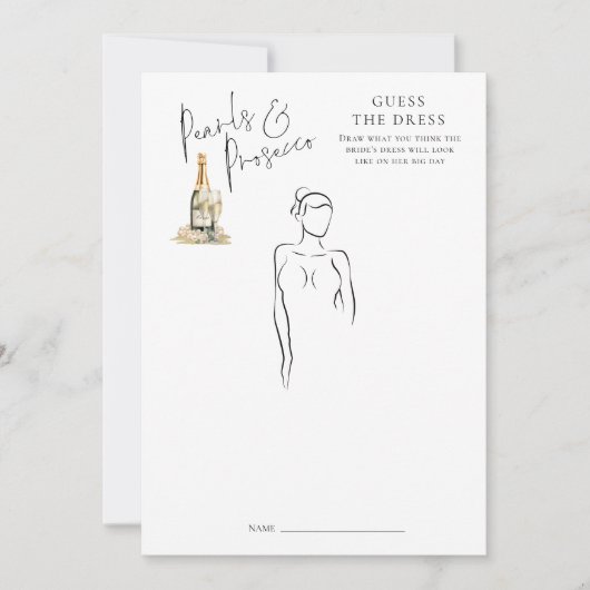 真珠は、ドレスブライダルシャワーゲームカードを推測 招待状 (正面)