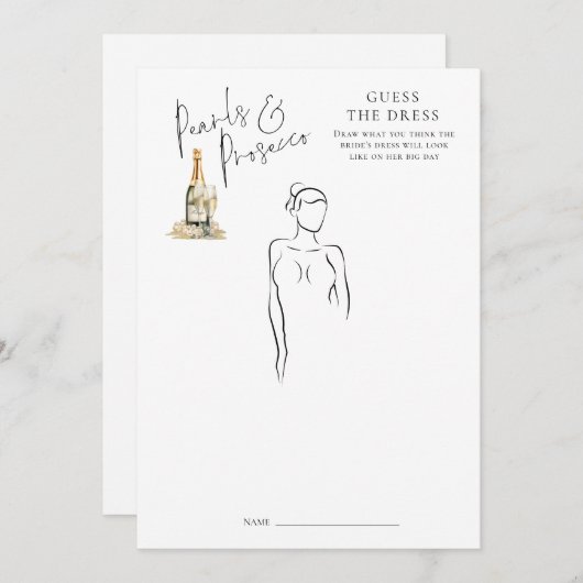 真珠は、ドレスブライダルシャワーゲームカードを推測 招待状 (正面/裏面)