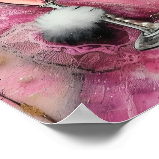 真珠を使ったピンクのドレスを着た愛らしい猫 ポスター (角)