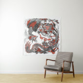 真珠を持つジェイド・遊ドラゴンと金ゴールド・フェニックス タペストリー (インサイチュ)