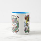 真珠を持つジェイド・遊ドラゴンと金ゴールド・フェニックス ツートーンマグカップ (中央)