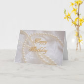 真珠を持つ誕生日カード カード (黄色い花)