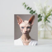 真珠を着た猫 ポストカード (スタンド正面)