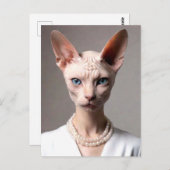 真珠を着た猫 ポストカード (正面/裏面)