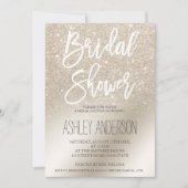 真珠アイボリーグリッター金グラデーション属ブライダルシャワー 招待状 (正面)