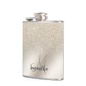 真珠アイボリーグリッター金グラデーション属箔モノグラム フラスク (左)