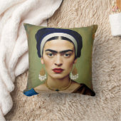 真珠イヤリング投げ枕を持つフライダカーロ クッション (ブランケット)