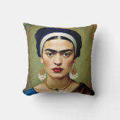 真珠イヤリング投げ枕を持つフライダカーロ クッション (正面)