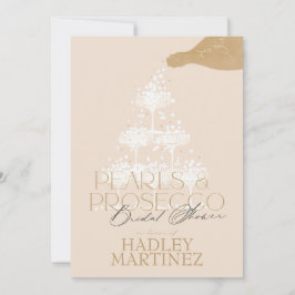 真珠エレガントとプロセッコブライダルシャワー招待 招待状