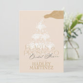 真珠エレガントとプロセッコブライダルシャワー招待 招待状 (スタンド正面)