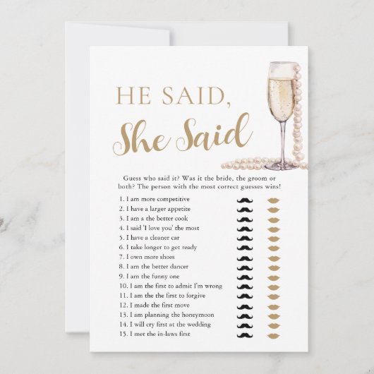 真珠エレガントとプロセッコ彼は言った、彼女はゲームを言った 招待状 (正面)