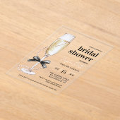 真珠エレガントとプロセッコ アクリル招待状 (レイダウン)