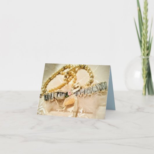 真珠エレガントとレースをテーマにした サンキューカード (正面)