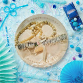 真珠エレガントとレースをテーマにした ペーパープレート (パーティー)