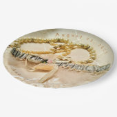 真珠エレガントとレースをテーマにした ペーパープレート (アングル)