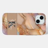 真珠エレガントと金ゴールドグリッターモノグラムの母 Case-Mate iPhoneケース (裏面 (横))