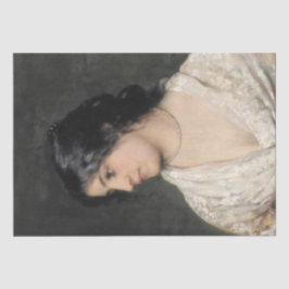 真珠エレガントのネックレスを持つ女性 薄葉紙