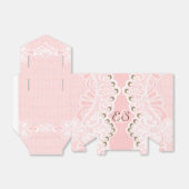 真珠エレガントのピンクの白いレース結婚 フェイバーボックス (折り畳みなし)