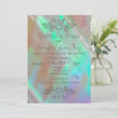 真珠エレガントの緑の母結婚母 招待状 (スタンド正面)