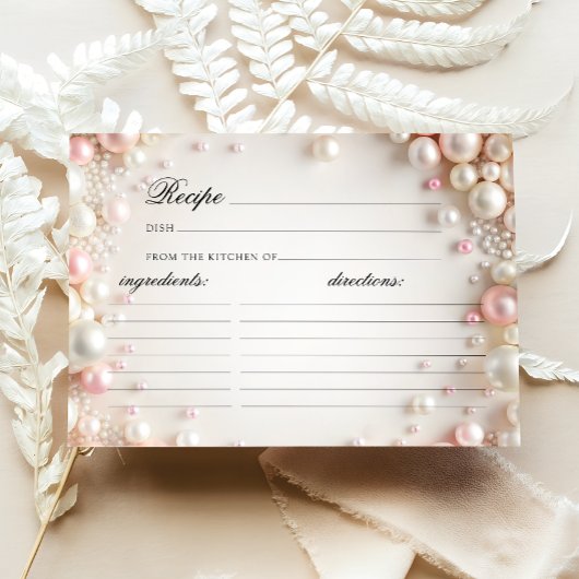 真珠エレガントブライダルシャワーレシピカード