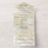 真珠エレガント桃の結婚母 オールインワン招待状 (内側)