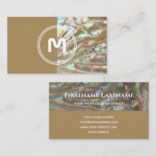 真珠エレガント表面のモノグラム2トーンマザー 名刺 (正面/裏面)