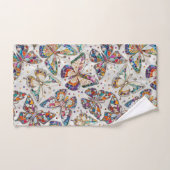 真珠カラフルにモザイク蝶パターン バスタオルセット (ハンドタオル)