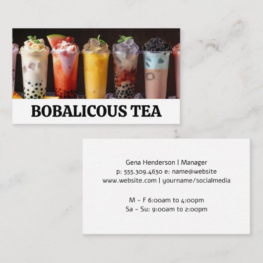真珠カラフル入り泡性茶飲料 名刺 (正面/裏面)