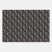 真珠クラシックイヤリングクロスステッチアートを持つ少女 ラッピングペーパーシート (正面2)