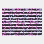 真珠ストライプと鎖のヴィンテージ ラッピングペーパーシート (正面3)