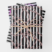 真珠ストライプと鎖のヴィンテージ ラッピングペーパーシート (インサイチュ)