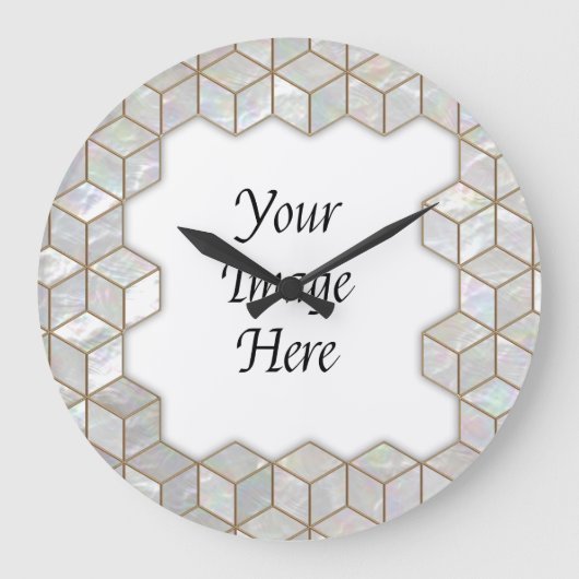 真珠タイルのフレームの母 ラージ壁時計 (正面)