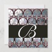 真珠ダマスクカーネーションズモノグラムの白い母 招待状 (正面)