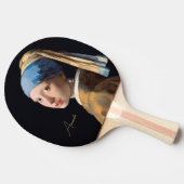 真珠パーソナライズされたのイヤリングを持つ女の子 卓球ラケット (横)